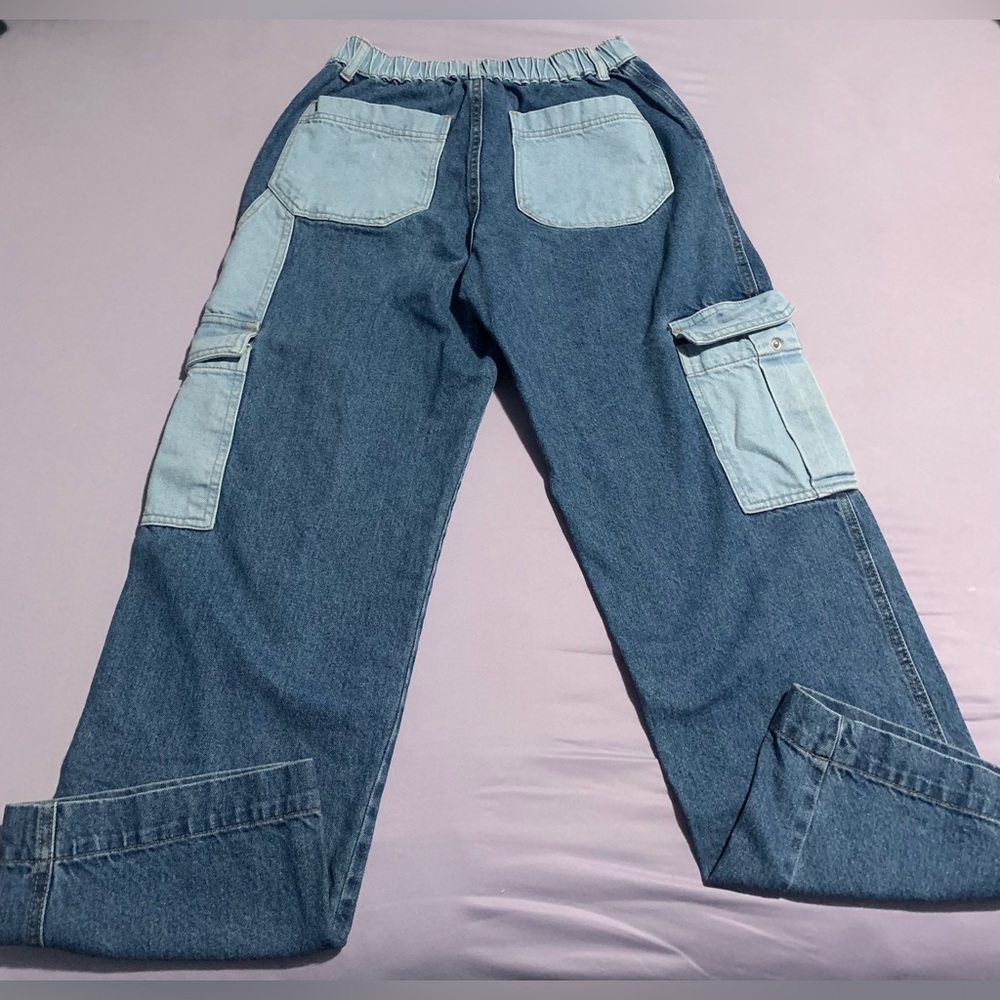 Forever 21 Stylish Two-Tone Denim Cargo Pants